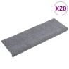 Tapis d'escalier autocollants vidaXL, 20 pièces, 65 x 21 x 4 cm, gris clair, bord rectangulaire 