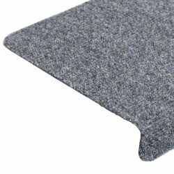 Tapis d'escalier autocollants vidaXL, 20 pièces, 65 x 21 x 4 cm, gris clair, bord rectangulaire 