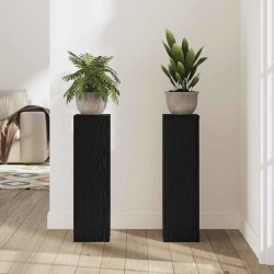Supports pour Plantes - 2 pcs en Chêne Noir - 17 x 17 x 60 cm - Bois d'Ingénierie 