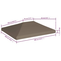 Toile supérieure de gazebo 310 g/m² 3x4 m Taupe 