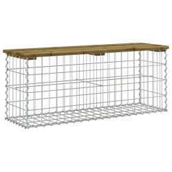 Banc de jardin design gabion 103x31,5x42cm bois de pin imprégné 