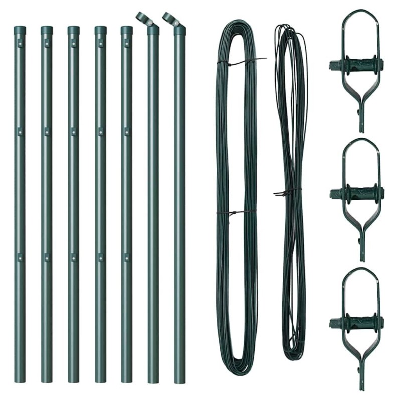 Poteaux de clôture 7 pcs Vert Ø32mm 160 cm Métal 