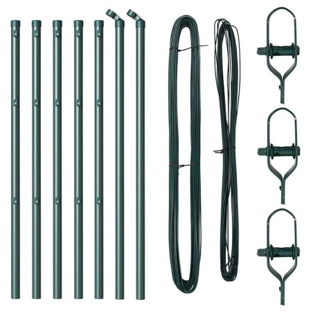 Poteaux de clôture 7 pcs Vert Ø32mm 160 cm Métal 