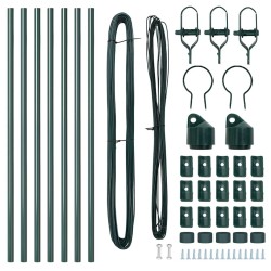 Poteaux de clôture 7 pcs Vert Ø32mm 160 cm Métal 