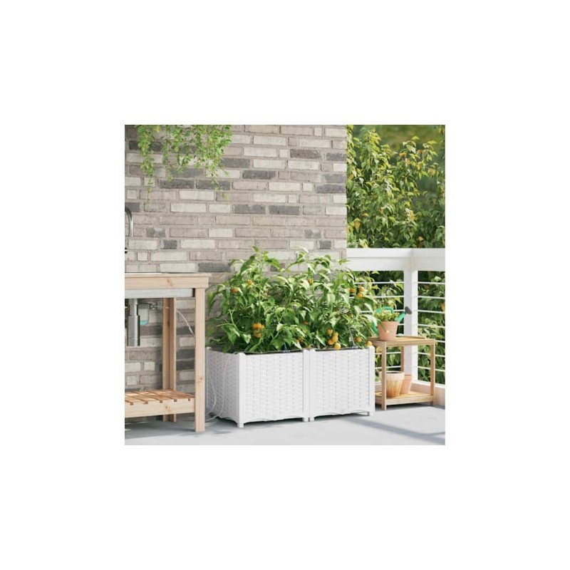 Jardinières de jardin 1 pc Blanc 80 x 40 x 37.5 cm Plastique 