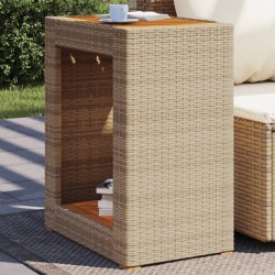 Table d'appoint de jardin dessus en bois beige 60x40x75 cm 