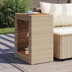 Table d'appoint de jardin dessus en bois beige 60x40x75 cm 
