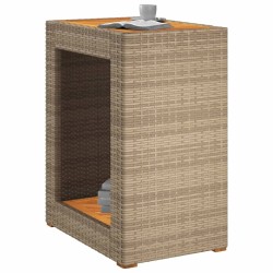 Table d'appoint de jardin dessus en bois beige 60x40x75 cm 