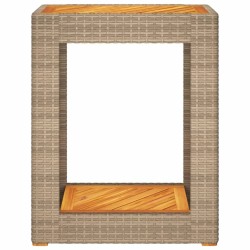 Table d'appoint de jardin dessus en bois beige 60x40x75 cm 