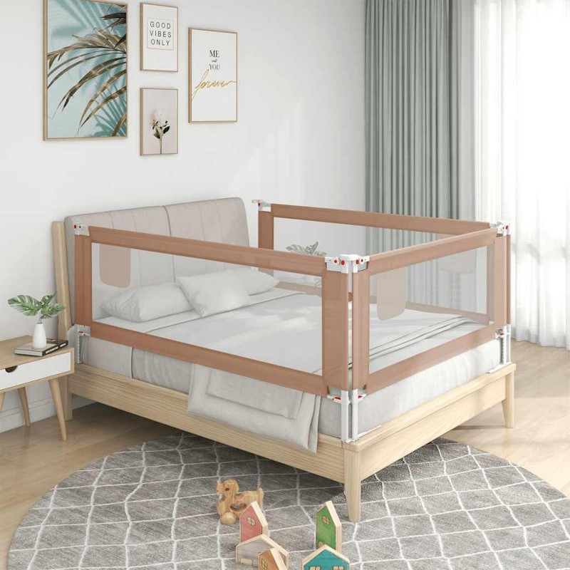 Barrière de sécurité de lit d'enfant Taupe 150x25 cm Tissu 
