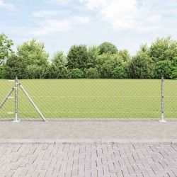 Jeu de Poteaux de Clôture Argent 10 x 0.4 m Acier galvanisé 