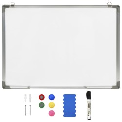 Tableau blanc magnétique effaçable à sec Blanc 90x60 cm Acier 