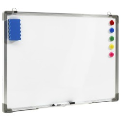 Tableau blanc magnétique effaçable à sec Blanc 90x60 cm Acier 