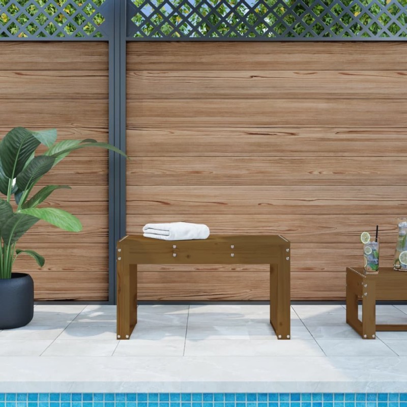 Banc de jardin marron miel 80x38x45 cm bois de pin massif Banc de jardin marron miel 80x38x45 cm bois de pin massif