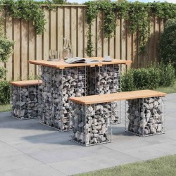 Banc de jardin design de gabion 100x70x72 cm bois massif de pin 
