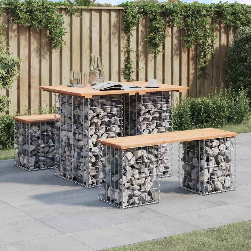 Banc de jardin design de gabion 100x70x72 cm bois massif de pin 