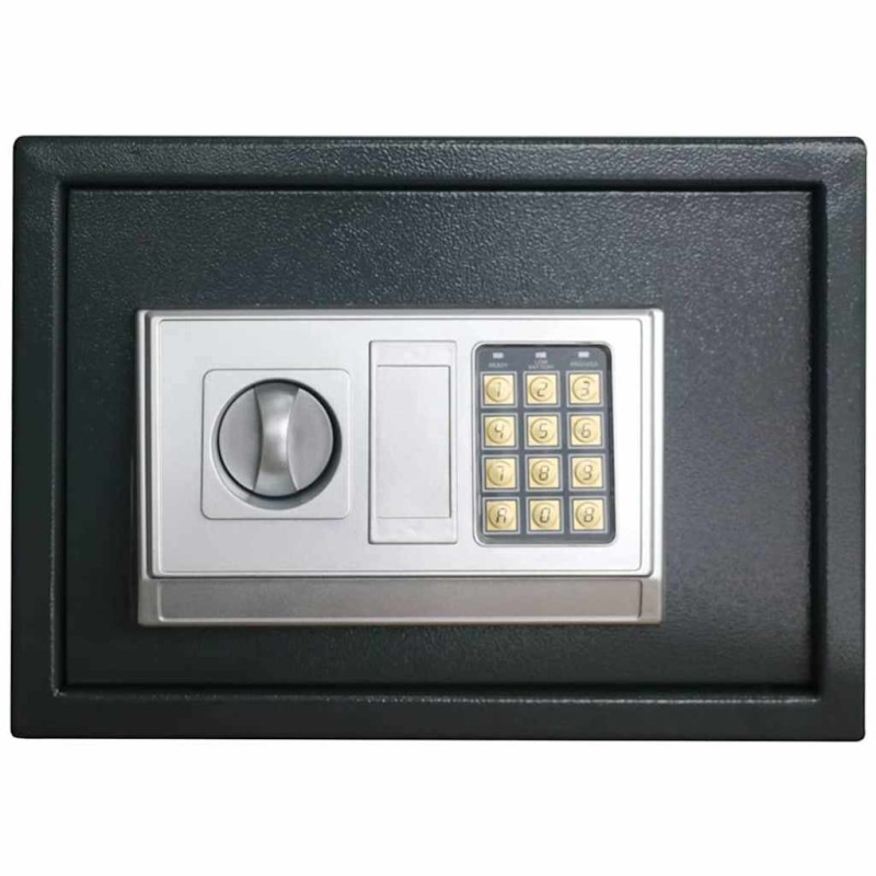 Coffre-fort numérique électronique gris foncé 35x25x25 cm en acier 