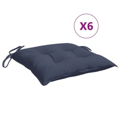 Coussins de chaise lot de 6 bleu marine 40x40x7 cm tissu oxford 