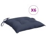 Coussins de chaise lot de 6 bleu marine 40x40x7 cm tissu oxford 