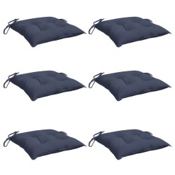 Coussins de chaise lot de 6 bleu marine 40x40x7 cm tissu oxford 
