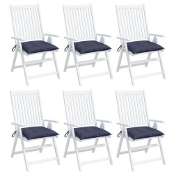 Coussins de chaise lot de 6 bleu marine 40x40x7 cm tissu oxford 