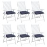 Coussins de chaise lot de 6 bleu marine 40x40x7 cm tissu oxford 