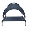 Lit pour chien surélevé avec toit amovible bleu marine XL en acier 