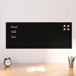 Tableau noir magnétique mural Noir 100x40 cm Verre trempé 