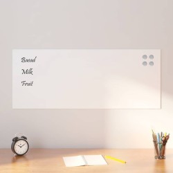 Tableau noir magnétique mural Blanc 100x40 cm Verre trempé 
