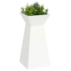 Jardinier sur colonne avec bol blanc, dimensions 35x35x73 cm en acier. 