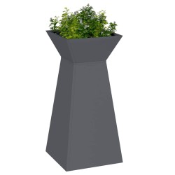 Jardinière sur pilier , bol anthracite 35x35x73 cm en acier. 