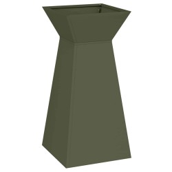 Poteau de jardin avec bol vert olive 35x35x73 cm en acier 
