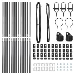 Ensemble de Poteaux de Clôture 13 pcs Gris Ø32mm 150 cm Acier 