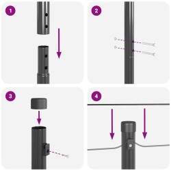 Ensemble de Poteaux de Clôture 13 pcs Gris Ø32mm 150 cm Acier 