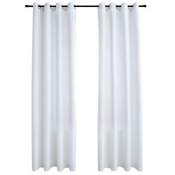 Rideau occultant et anneaux en métal 2pcs Blanc cassé 140x245cm  