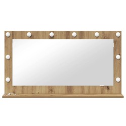 Miroir de vanité Chêne fait main Bois et verre 100 x 55 cm 