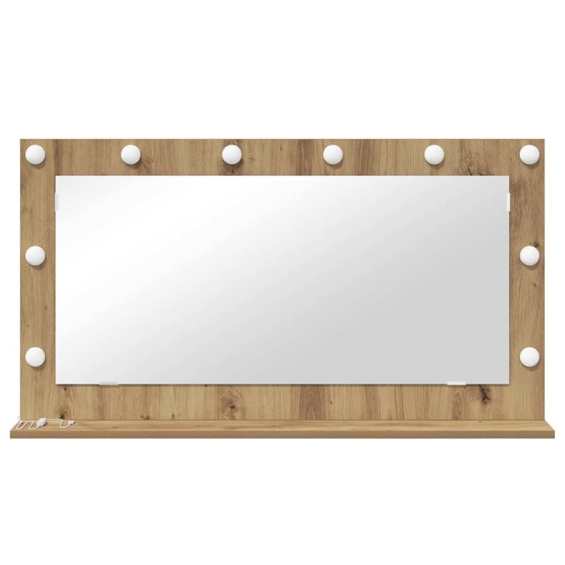 Miroir de vanité Chêne fait main Bois et verre 100 x 55 cm 