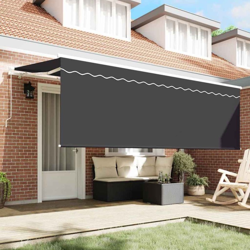 Store avec Store Anthracite 350 x 200 x 120 cm Tissu, Métal 