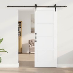 Porte Coulissante avec Quincaillerie Set Blanc 73,5x198,5 cm Bois Massif Pin 