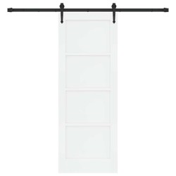 Porte Coulissante avec Quincaillerie Set Blanc 73,5x198,5 cm Bois Massif Pin 