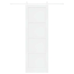 Porte coulissante avec quincaillerie blanche 78x232 cm en bois massif de pin 