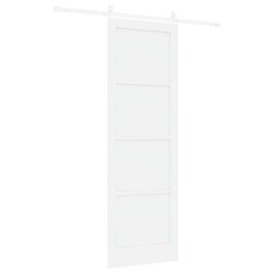 Porte coulissante avec quincaillerie blanche 78x232 cm en bois massif de pin 