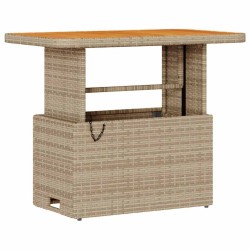 Ensemble de Salle à Manger de Jardin 3 Pièces avec Coussins Beige Rattan Synthétique Acacia 