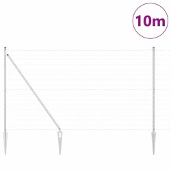 Clôture Euro avec 7 poteaux pointus 1,6 x 10 m en acier galvanisé 