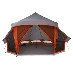 Tente de Famille Tipi en Gris et Orange pour 10 Personnes - Imperméable 