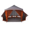 Tente de Famille Tipi en Gris et Orange pour 10 Personnes - Imperméable 