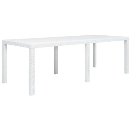 Table de jardin Blanc 220x90x72 cm Plastique Aspect de rotin 