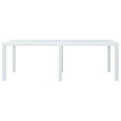 Table de jardin Blanc 220x90x72 cm Plastique Aspect de rotin 