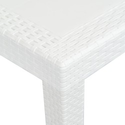 Table de jardin Blanc 220x90x72 cm Plastique Aspect de rotin 
