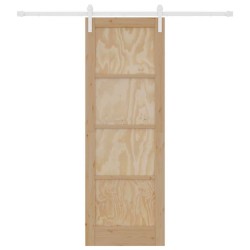 Porte Coulissante avec Ensemble de Quincaillerie 73.5x211 cm Bois Massif en Pin 